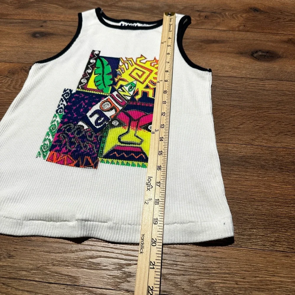 Vintage Laguna White Graphic Ribbed Tank Top Kids Size 12